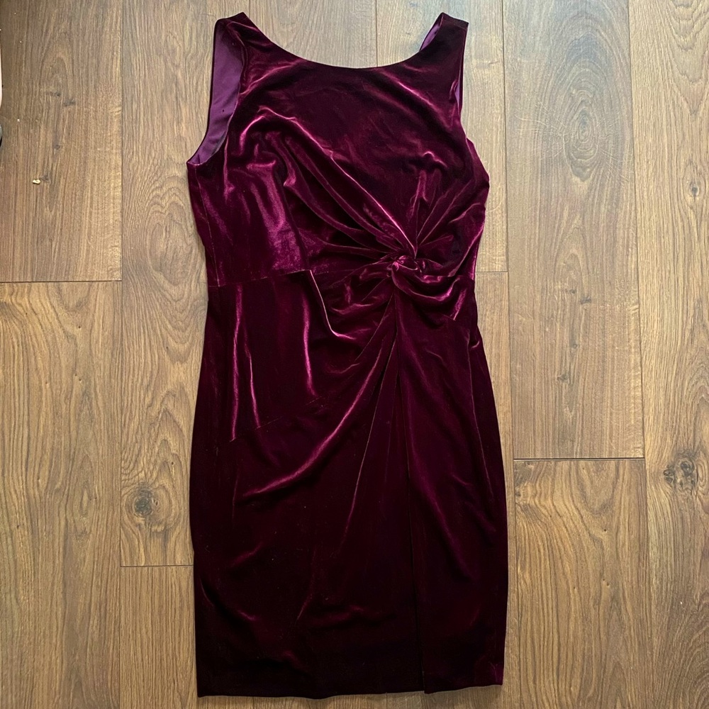 Calvin Klein purple velvet dress
